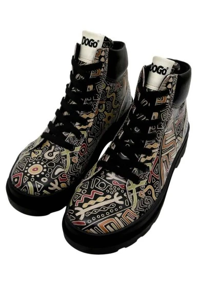 Women Vegan Leather Black Ankle Boots - Good Fortune Black Design - 