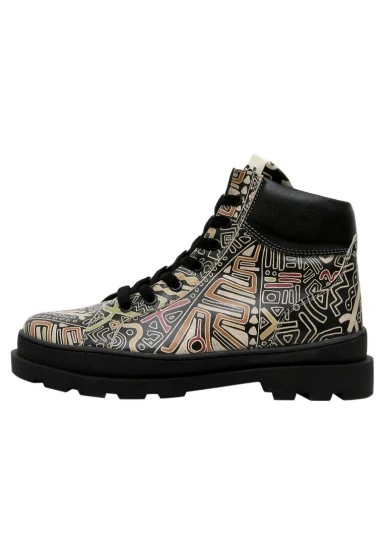 Women Vegan Leather Black Ankle Boots - Good Fortune Black Design - 