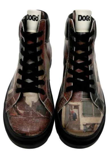 Women Vegan Leather Black Ankle Boots - Brick in the Wall Design - 