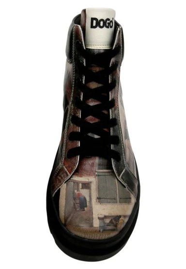 Women Vegan Leather Black Ankle Boots - Brick in the Wall Design - 