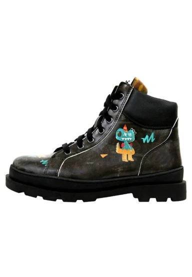 Women Vegan Leather Black Boots - Dynamic Spirit Design - 