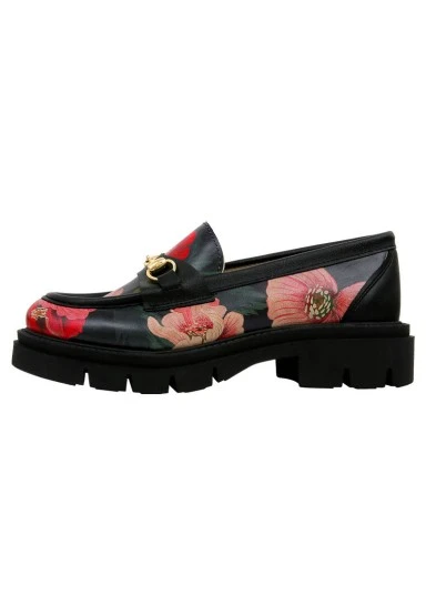 Women Vegan Leather Black Loafers - Poppy Design - 