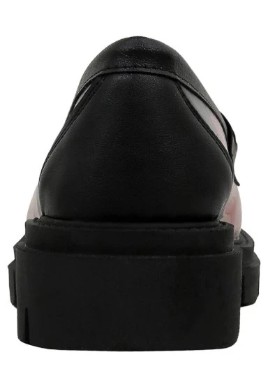 Women Vegan Leather Black Loafers - Poppy Design - 