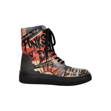 Women Vegan Leather Black Long Boots - British Punk Design - 
