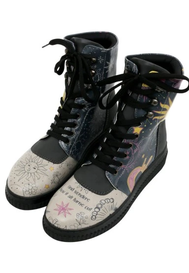 Women Vegan Leather Black Long Boots - And Wonders How It All Turns Out Design - 