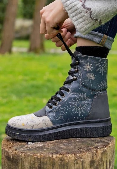 Women Vegan Leather Black Long Boots - And Wonders How It All Turns Out Design - 
