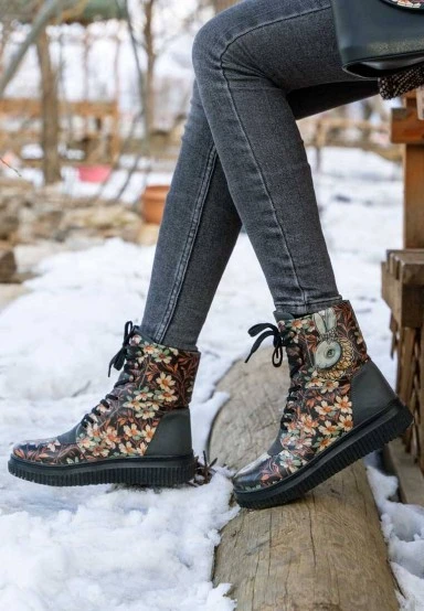 Women Vegan Leather Black Long Boots - Are You Lost Design - 