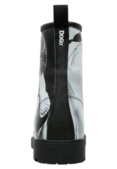 Women Vegan Leather Black Long Boots - Go Back to Being Yourself Design - 