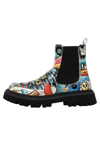 Women Vegan Leather Black Long Boots - Stay Groovy Design - 