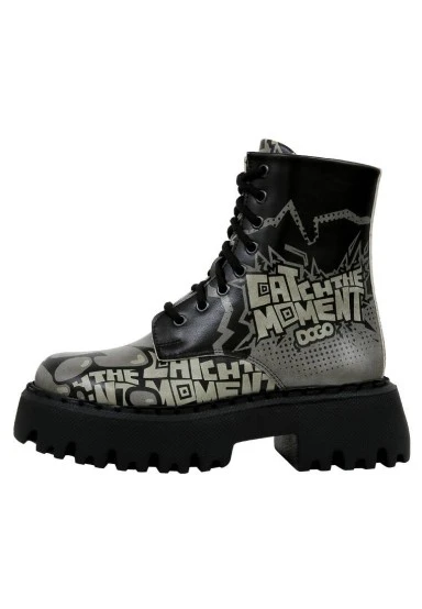 Women Vegan Leather Black Long Boots - Catch the Moment Design - 