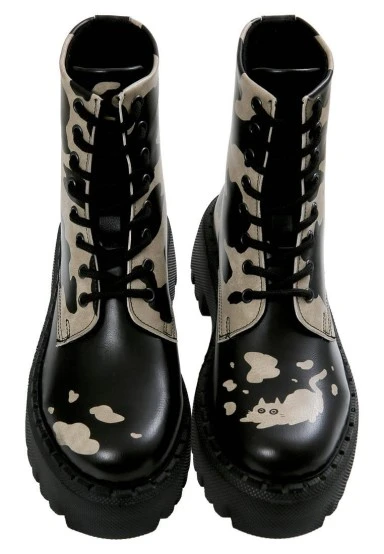 Women Vegan Leather Black Long Boots - Cowie Design - 