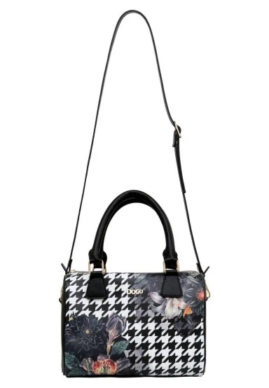 Women Vegan Leather Black Purse - Black Majestic Garden Design - 