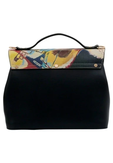 Women Vegan Leather Black Purse - Vasily Kandinsky Cannons Muse Design - 