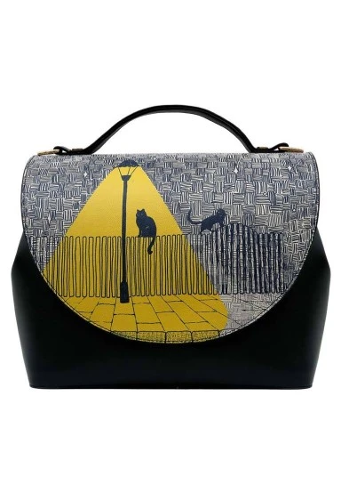 Women Vegan Leather Black Purse - Florasancat Design - 