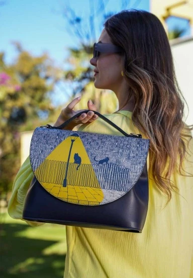 Women Vegan Leather Black Purse - Florasancat Design - 