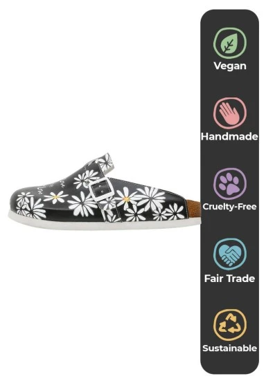 Women Vegan Leather Black Slippers - Self Love is the Best Love Design - 