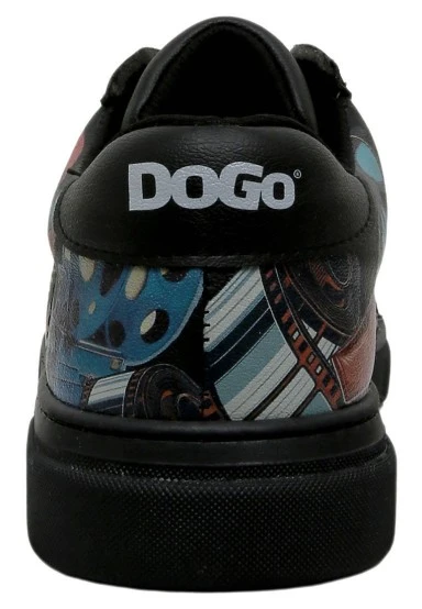 Women Vegan Leather Black Sneakers - Living in a Vintage Dream Design - 