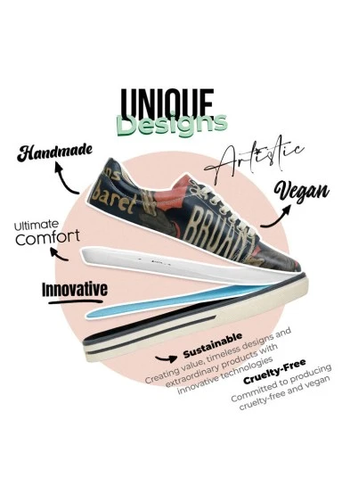 Women Vegan Leather Black Sneakers - Ambassadeurs Design - 