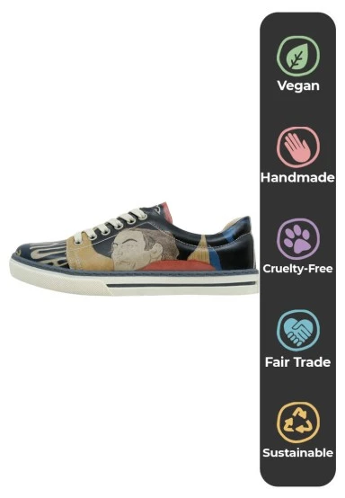 Women Vegan Leather Black Sneakers - Ambassadeurs Design - 