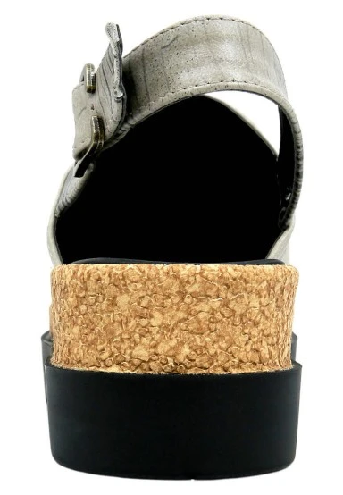 Women Vegan Leather Black Wedge Sandals - Sunset Animals Design - 