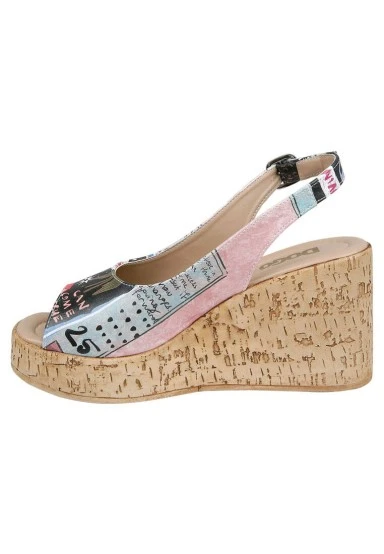 Women Vegan Leather Black Wedge Sandals - El Cosmico Design - 