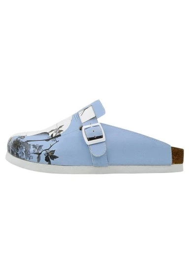 Women Vegan Leather Blue Slippers - Deep Thought with The Deep Design - 