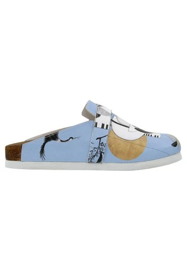 Women Vegan Leather Blue Slippers - Deep Thought with The Deep Design - 