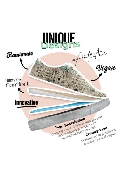 Women Vegan Leather Blue Sneakers - Amsterdam Design - 