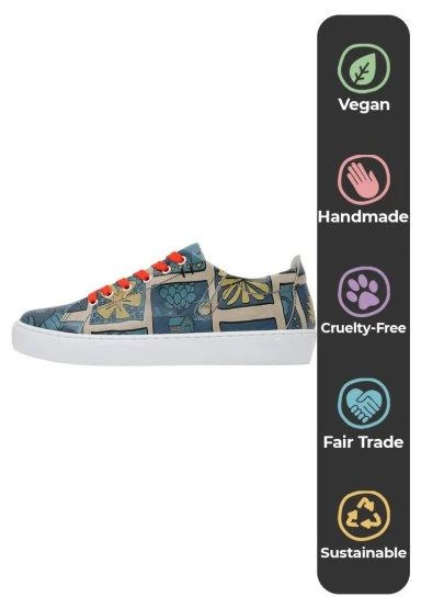 Women Vegan Leather Blue Sneakers - It is a New Day Design - 