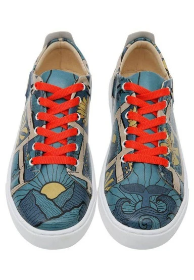 Women Vegan Leather Blue Sneakers - It is a New Day Design - 