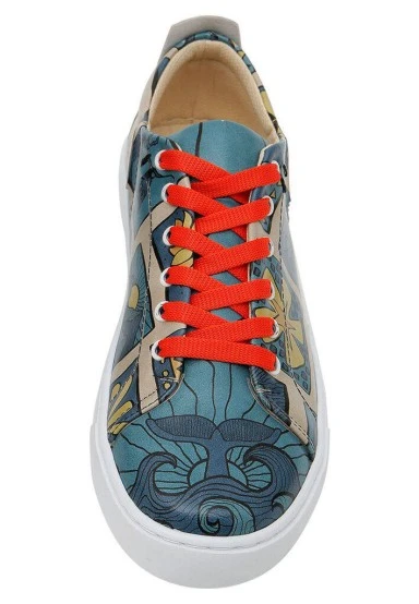 Women Vegan Leather Blue Sneakers - It is a New Day Design - 