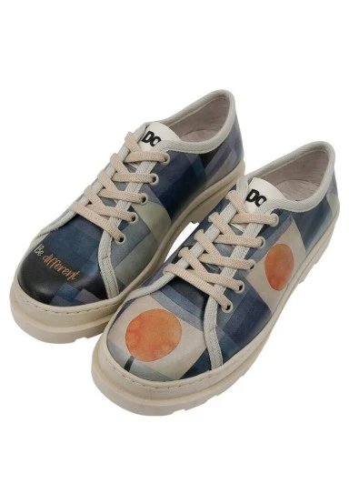 Women Vegan Leather Blue Sneakers - Be Different Design - 