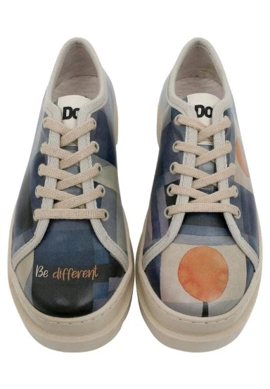 Women Vegan Leather Blue Sneakers - Be Different Design - 