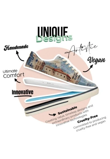 Women Vegan Leather Blue Sneakers - Todo Bien Design - 