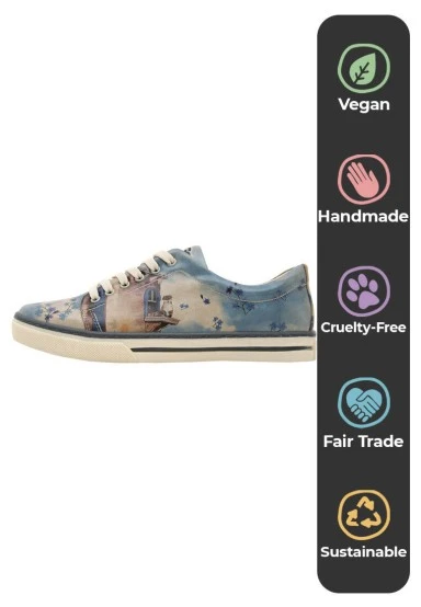 Women Vegan Leather Blue Sneakers - Todo Bien Design - 