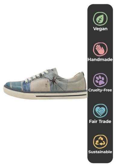 Women Vegan Leather Blue Sneakers - Meet me Halfway Design - 