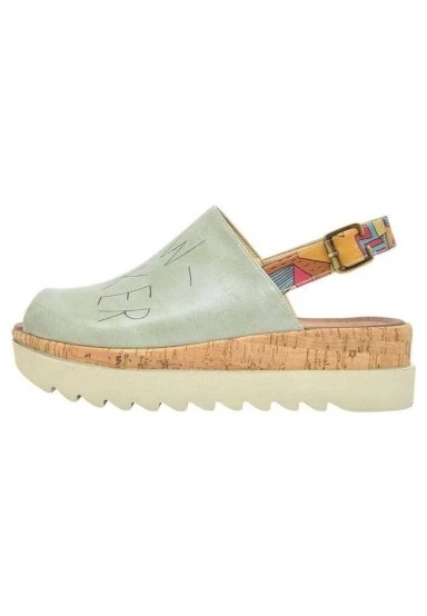 Women Vegan Leather Blue Wedge Sandals - Manhattan Design - 