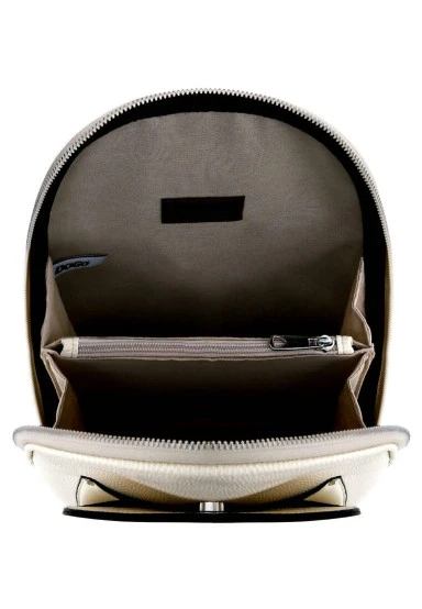 Women Vegan Leather Cream Backpack - The Wise Owl Design - 