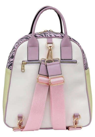 Women Vegan Leather Cream Backpack - Minimal Crisis Design - 