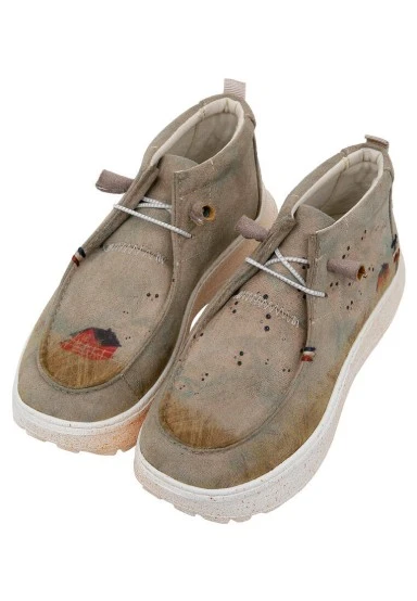 Women Vegan Leather Cream Boots - The Escape of the Spirits Design - 