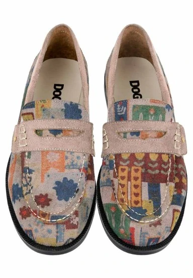 Women Vegan Leather Cream Loafers - Anatolian Patterns Design - 