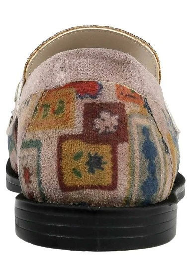 Women Vegan Leather Cream Loafers - Anatolian Patterns Design - 