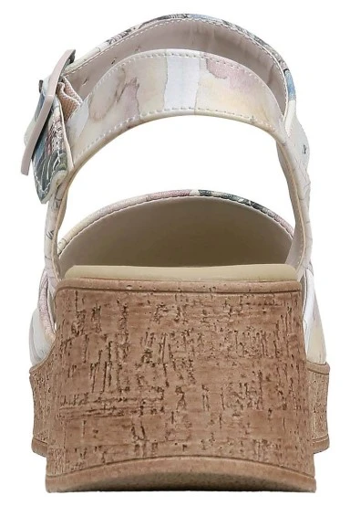Women Vegan Leather Cream Wedge Sandals - Ink and Pictures Design - 