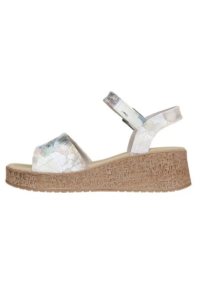 Women Vegan Leather Cream Wedge Sandals - Ink and Pictures Design - 