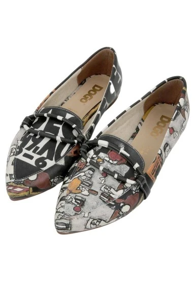 Women Vegan Leather Multicolor Flat Shoes - Supper Design - 