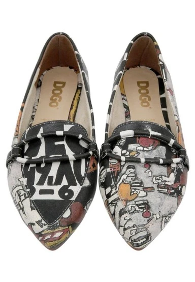 Women Vegan Leather Multicolor Flat Shoes - Supper Design - 