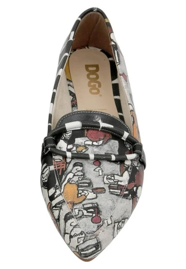 Women Vegan Leather Multicolor Flat Shoes - Supper Design - 