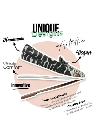 Women Vegan Leather Multicolor Flat Shoes - Supper Design - 
