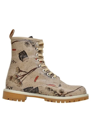 Women Vegan Leather Gray Long Boots - Night Owl Design - 