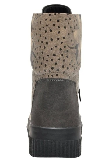 Women Vegan Leather Gray Long Boots - Black Dress Design - 